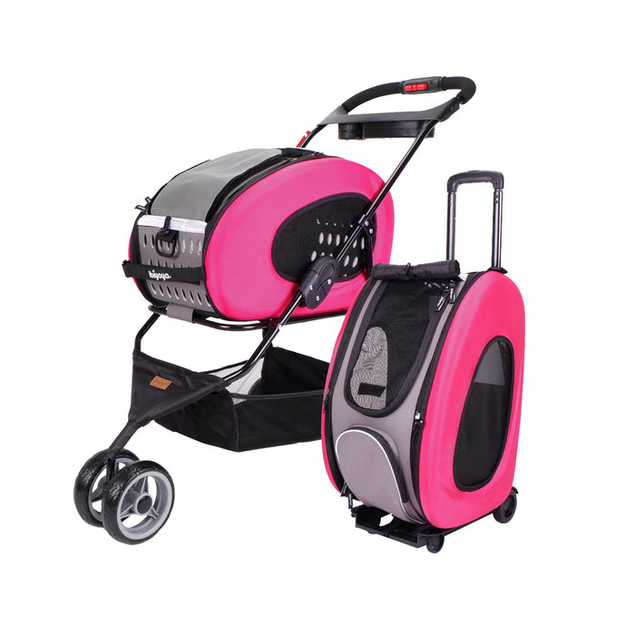 Ibiyaya 5-in-1 Combo EVA pet Carrier & Stroller - Hot Pink