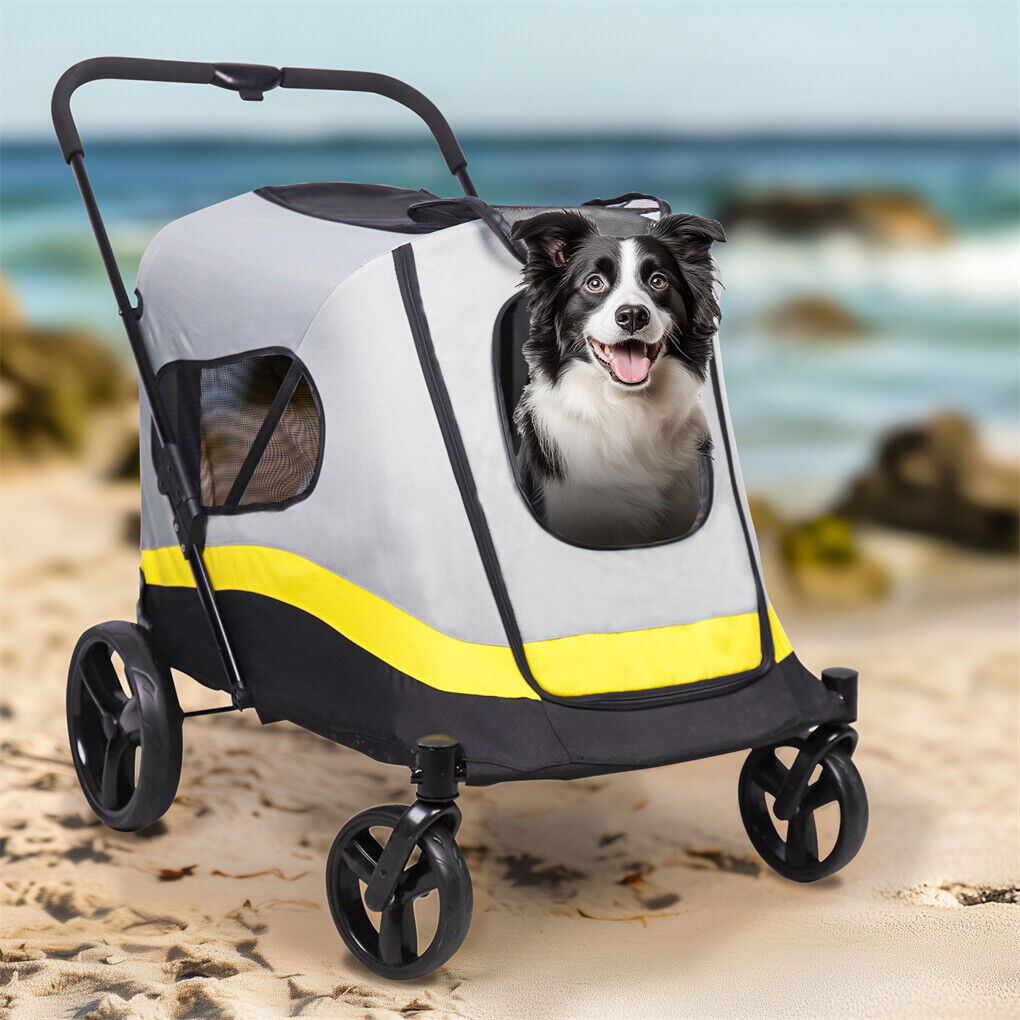 beach stroller for dogs Dog Stroller w/ Rain Cover Foldable Pet Cart – pramsrus.com.au