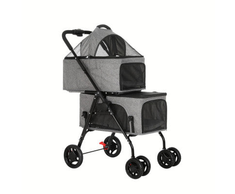 i.Pet Pet Stroller 2-tier Dog Pram Large Cat Carrier Travel Pushchair Foldable