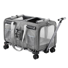 Load image into Gallery viewer, i.Pet Pet Carrier Swivel Wheels Foldable Cat Dog Trolley Stroller Travel Bag Grey