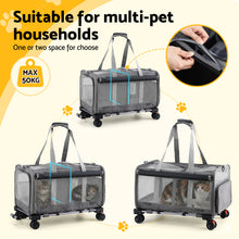 Load image into Gallery viewer, i.Pet Pet Carrier Swivel Wheels Foldable Cat Dog Trolley Stroller Travel Bag Grey