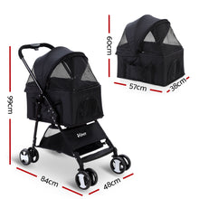 Load image into Gallery viewer, i.Pet Pet Stroller Dog Pram Cat Carrier Travel Large Pushchair Foldable 4 Wheels Black