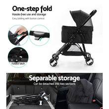 Load image into Gallery viewer, i.Pet Pet Stroller Dog Pram Cat Carrier Travel Large Pushchair Foldable 4 Wheels Black