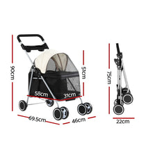 Load image into Gallery viewer, i.Pet Pet Stroller Pram Dog Cat Carrier Cage Large Travel Pushchair Foldable 4 Wheels