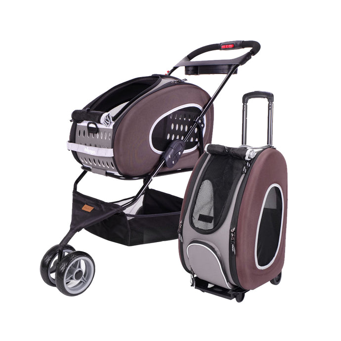 5-In-1 Combo Eva Pet Carrier/Stroller - Chocolate