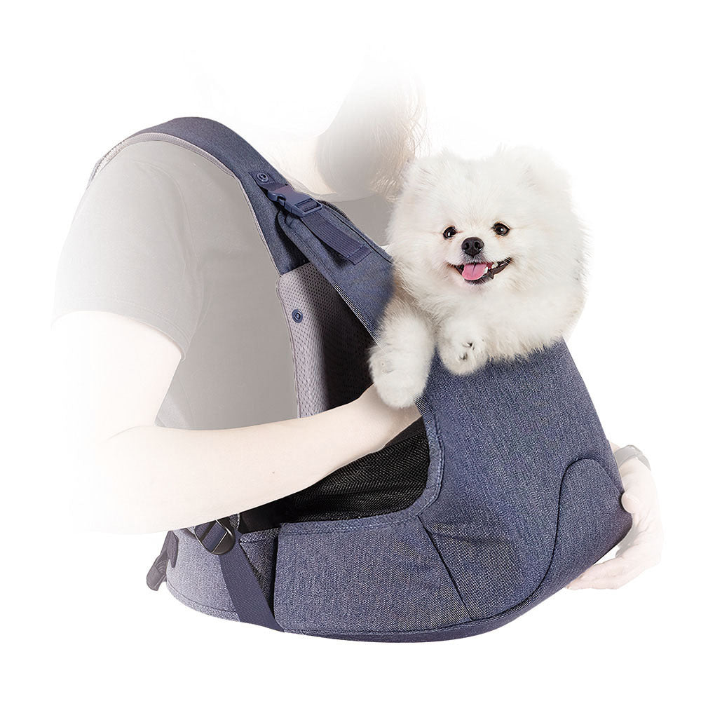 Ibiyaya Hug Pack Padded & Mesh Dog Sling Carrier - Denim Blue ...